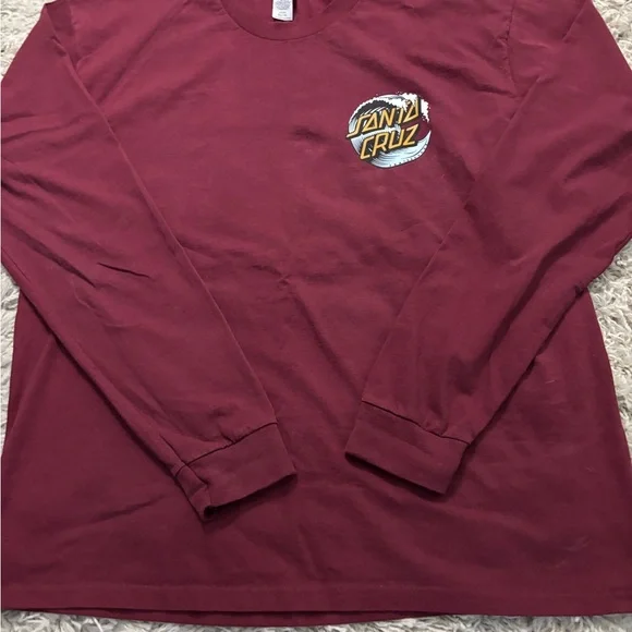 Santa Cruz Skateboards Burgundy Long Sleeve Tee Size XL - Picture 2 of 8